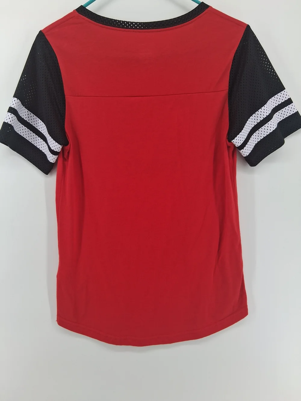 Nike Red Ohio State Logo Short Sleeve Tee with Black Mesh Sleeves